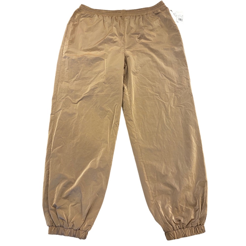 Good American Essential Track Pant Putty Brown Nylon Joggers GP0868 Size 4 NEW